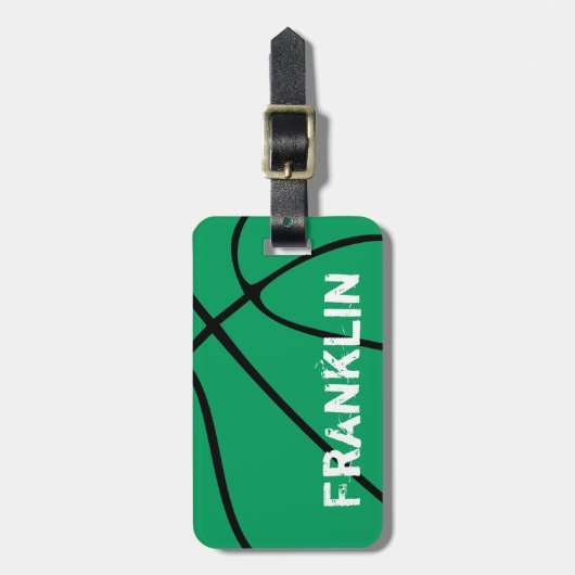 Aangepaste groene Basketball-Bagagelabels Bagagelabel (Voorkant verticaal)