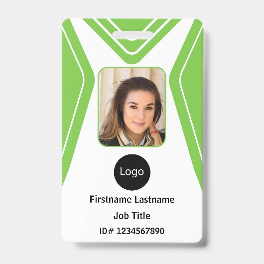aangepaste groene bedrijfsmedewerker Foto, Logo, C Badge (Voorzijde)