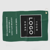 Aangepaste groene bedrijfsnaam en logo golfhanddoek (Horizontaal)