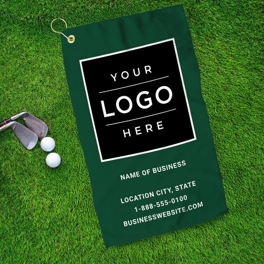 Aangepaste groene bedrijfsnaam en logo golfhanddoek