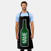 Aangepaste groene bierfles BBQ schort voor mannen (Gedragen)