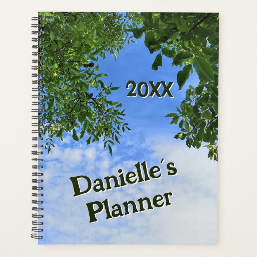 Aangepaste Groene Bladeren Blauwe Hemelboom Kroon  Planner (Voorkant)