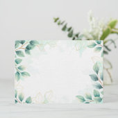 Aangepaste groene bladeren save the date (Staand voorkant)