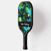 Aangepaste groene blauwe melkweg kosmische ruimte pickleball paddle (Links)