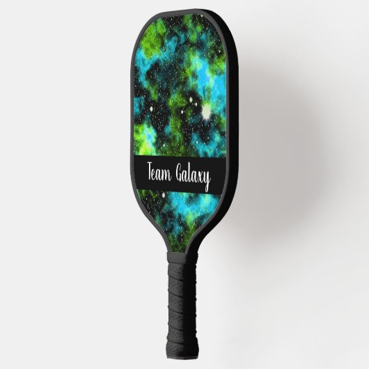 Aangepaste groene blauwe melkweg kosmische ruimte pickleball paddle (Links)