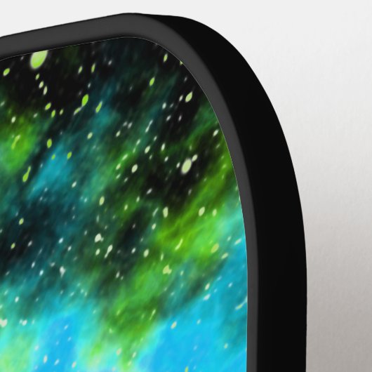 Aangepaste groene blauwe melkweg kosmische ruimte pickleball paddle (Links Detail)