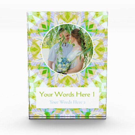 Aangepaste Groene Blauwe Ster Huwelijk Gift Fotoblokken (Voorkant)