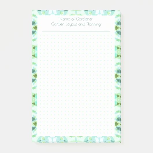 Aangepaste groene blauwe stip grid tuin lay-out pl post-it® notes (Voorkant)