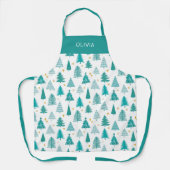 Aangepaste groene Blauwgroen kerstkeuken Schort (Voorkant)