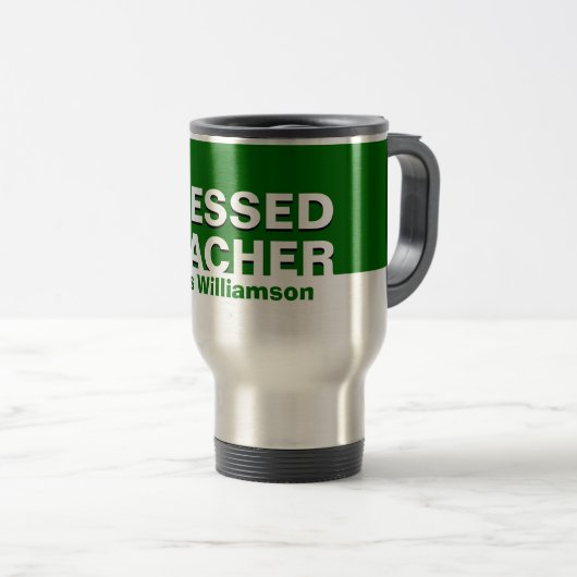 Aangepaste, groene, BLESSED-TEKERSAANDUIDING Reisbeker (Voorkant rechts)