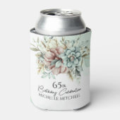 Aangepaste Groene Bloemen Vintage 65e Verjaardag Blikjeskoeler (Blikje Voorkant)