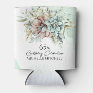 Aangepaste Groene Bloemen Vintage 65e Verjaardag Blikjeskoeler