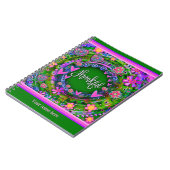 Aangepaste groene bloemenharten dankbaar plezier k notitieboek (Linkerzijde)