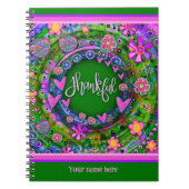 Aangepaste groene bloemenharten dankbaar plezier k notitieboek (Voorkant)