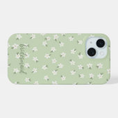 Aangepaste groene bloementelefoonhoesje iPhone 15 case (Achterkant horizontaal)