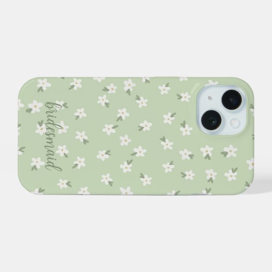 Aangepaste groene bloementelefoonhoesje iPhone 15 case (Achterkant horizontaal)
