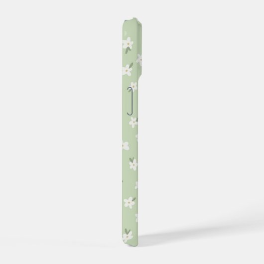 Aangepaste groene bloementelefoonhoesje iPhone 15 case (Rechterkant)