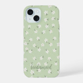 Aangepaste groene bloementelefoonhoesje iPhone 15 case (Achterkant)