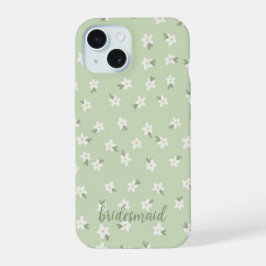 Aangepaste groene bloementelefoonhoesje iPhone 15 case