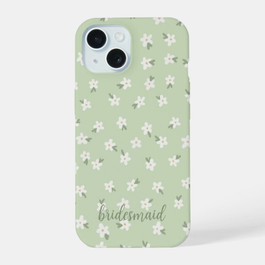 Aangepaste groene bloementelefoonhoesje iPhone 15 case (Achterkant)