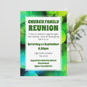 Aangepaste groene bokeh KERKGEZINSREÜNIE Kaart (Staand voorkant)