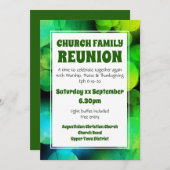 Aangepaste groene bokeh KERKGEZINSREÜNIE Kaart (Voorkant / Achterkant)