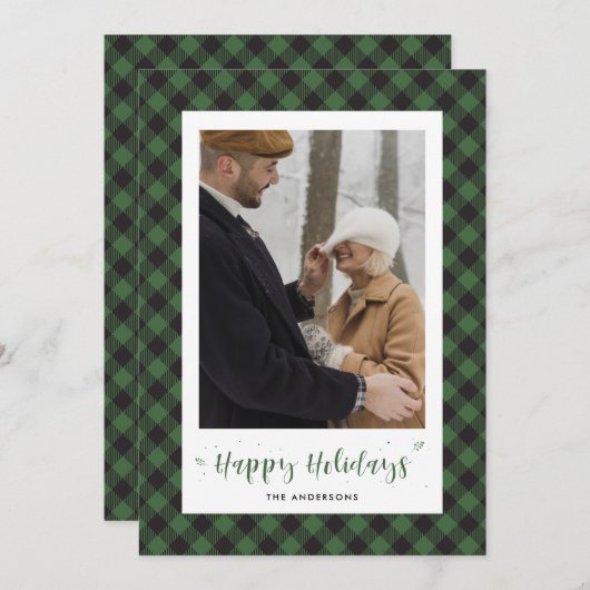 Aangepaste groene buffelfotovakantiekaarten feestdagenkaart (Voorkant / Achterkant)