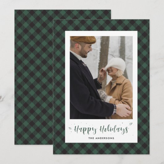 Aangepaste groene buffelfotovakantiekaarten feestdagenkaart (Voorkant / Achterkant)