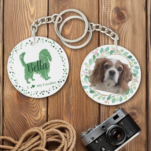 Aangepaste Groene Cavalier Silhouet en Foto Sleute Sleutelhanger