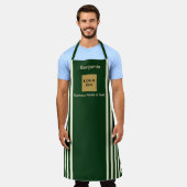 Aangepaste Groene & Cream Stripe Schort (Gedragen)