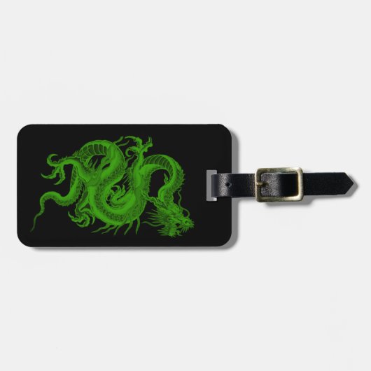 Aangepaste Groene Dragon Draco Bagagelabel (Voorkant horizontaal)