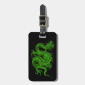 Aangepaste Groene Dragon Draco Bagagelabel (Voorkant verticaal)