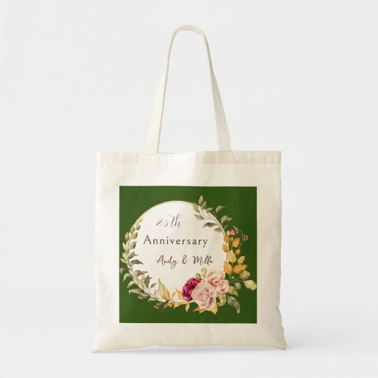 Aangepaste Groene Elegante Bloem Krans Bruiloft Tote Bag (Voorkant)