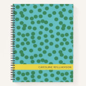 Aangepaste groene en blauwe Abstracte Stippen Notitieboek (Voorkant)