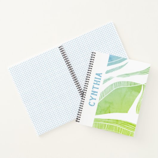 Aangepaste groene en blauwe golf notitieboek (Binnen)