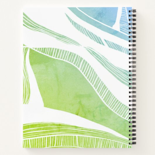 Aangepaste groene en blauwe golf notitieboek (Achterkant)