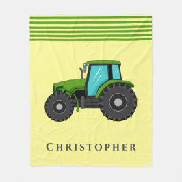 Aangepaste groene en gele tractor fleece deken