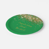 Aangepaste groene en gouden afstudeerfeest glitter papieren bordje (Gekanteld)