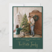 Aangepaste groene en gouden minimalistische boog f feestdagenkaart (Voorkant)