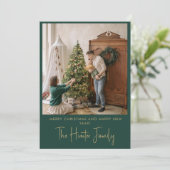 Aangepaste groene en gouden minimalistische boog f feestdagenkaart (Staand voorkant)