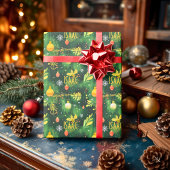 Aangepaste groene en gouden vakantie Ornamenten Cadeaupapier