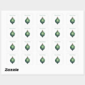 Aangepaste groene en witte kerst ornament vakantie vierkante sticker (Vel)
