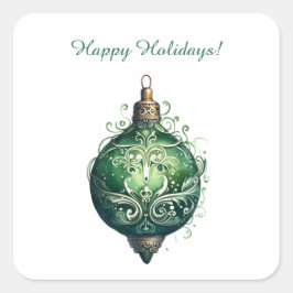 Aangepaste groene en witte kerst ornament vakantie vierkante sticker