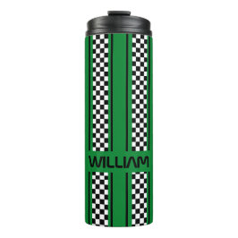 Aangepaste Groene en Zwarte Race Sport Stripe Thermosbeker