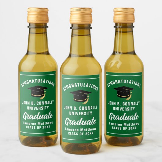 Aangepaste groene felicitaties afstudeerfeest mini wijn etiket (Flessen)