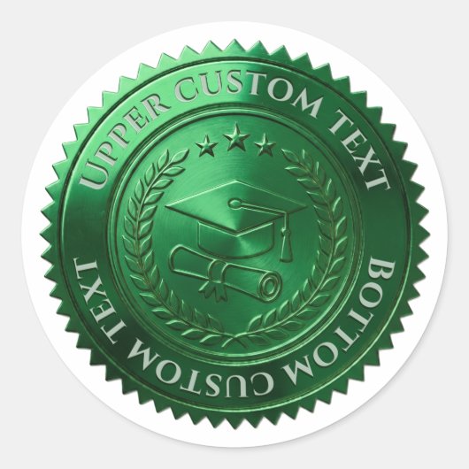 Aangepaste groene folie afstudeercertificaat zegel (Voorkant)
