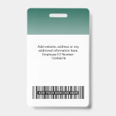 Aangepaste groene foto bar code logo naam verloop badge (Achterkant)