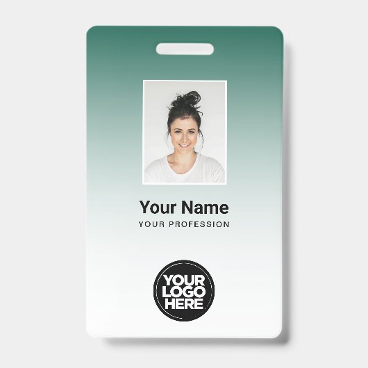 Aangepaste groene foto bar code logo naam verloop badge (Voorzijde)