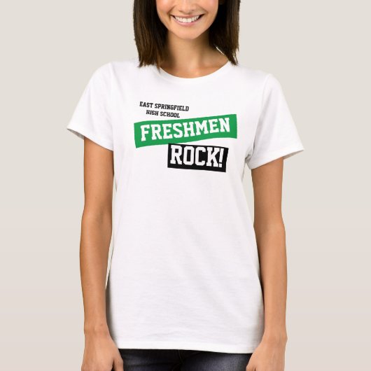 Aangepaste groene Freshman-school  T-shirt (Voorkant)