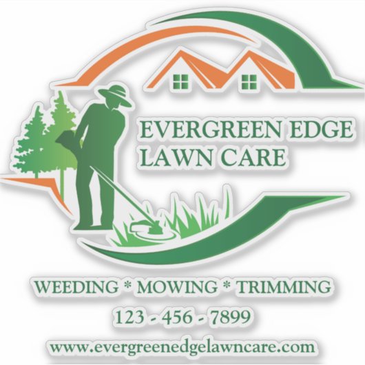 Aangepaste groene gazon zorg vinyl sticker (Voorkant)